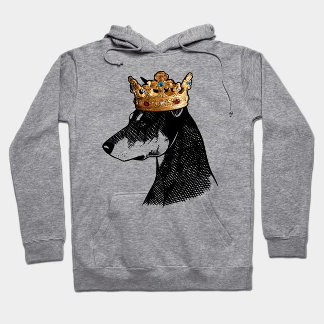 German Pinscher Dog King Queen Wearing Crown Hoodie by millersye